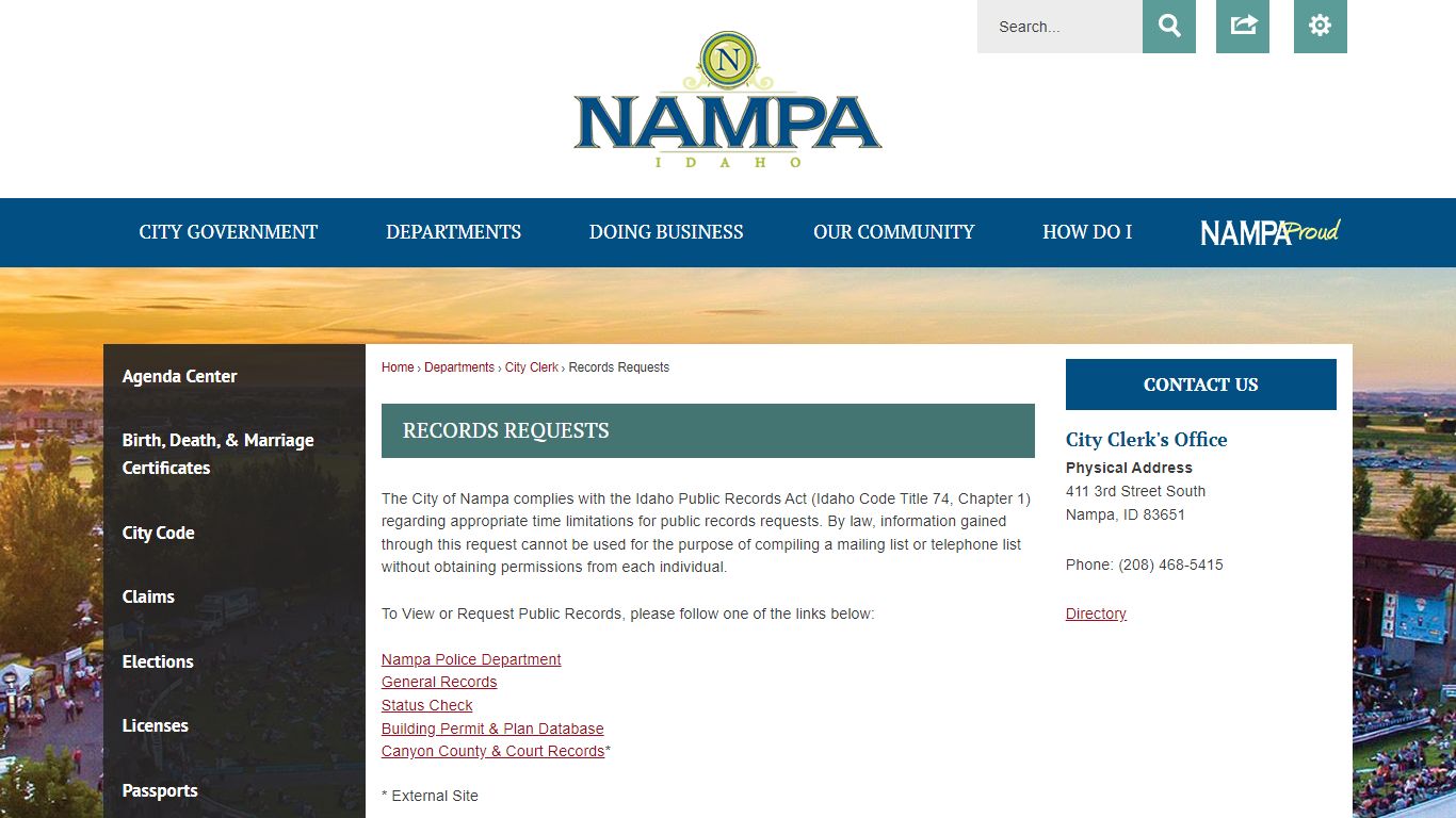 Records Requests | Nampa, ID - Official Website - City of Nampa